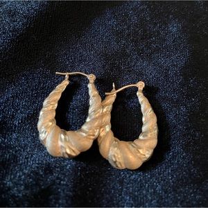 14 k Vintage Italian Brushed Gold hoop earrings.